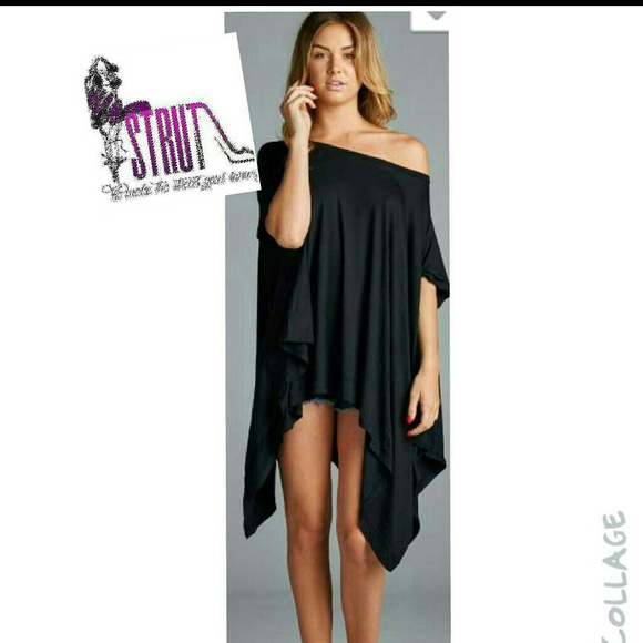 Gorgeous Draping Tunic Top Black
