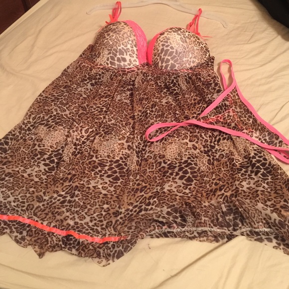 Cheetah and Coral Pink Lingerie
