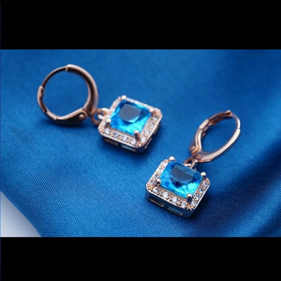 Noble Wedding Party Rose Gold Plated Drop Earrings - Picture 2 of 4