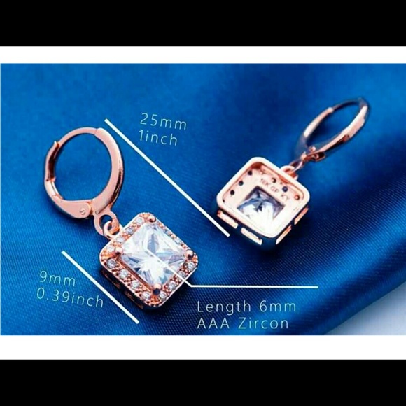 Noble Wedding Party Rose Gold Plated Drop Earrings - Picture 4 of 4