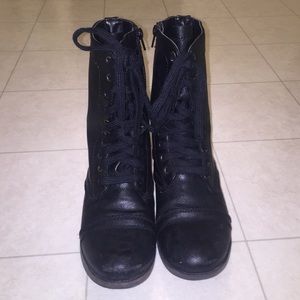 Black combat boots