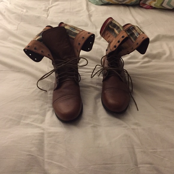 Brown combat boots