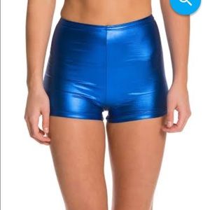 American Apparel high waisted metallic blue shorts