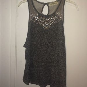 Beaded Grey Hollister Sleeveless Shirt