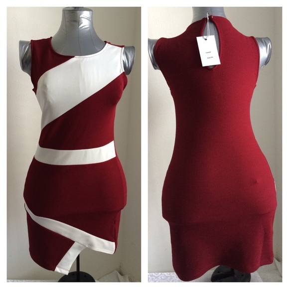 🎉🎉HP 7/11🎉🎉New - Burgundy White Dress - Picture 2 of 4