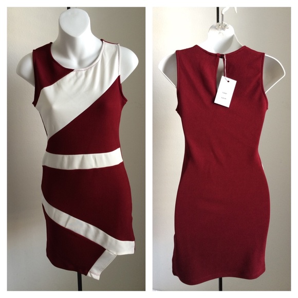 🎉🎉HP 7/11🎉🎉New - Burgundy White Dress - Picture 3 of 4