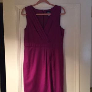 J.Crew V Neck Box Pleat Dress, Fuchsia, Size 12