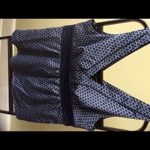 New York and Co. silk-like navy blouse