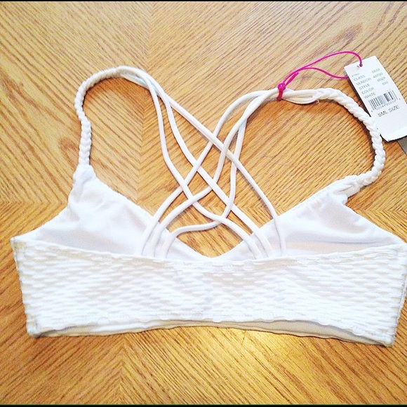 LA Hearts Tops - White Strappy Back Bikini Top LA Hearts Tops - White Strappy Back Bikini Top