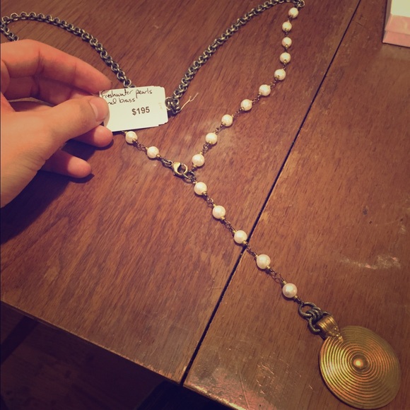 Freshwater pearl and brass