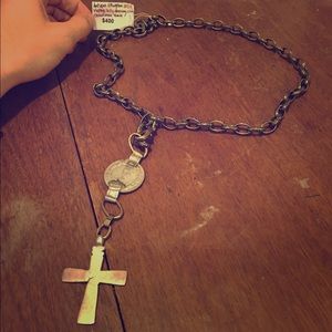 Antique Ethiopian Cross & coin etched chain