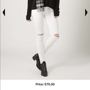 Topshop Moto Leigh White Ripped Jeans