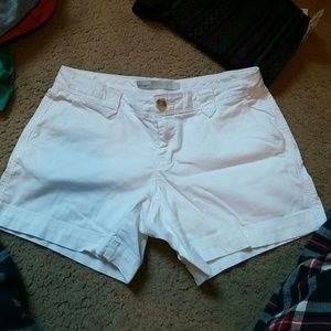 White Low Rise midi shorts