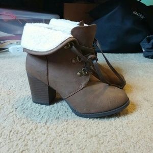 Bethany Mota Brown Lace up fur booties