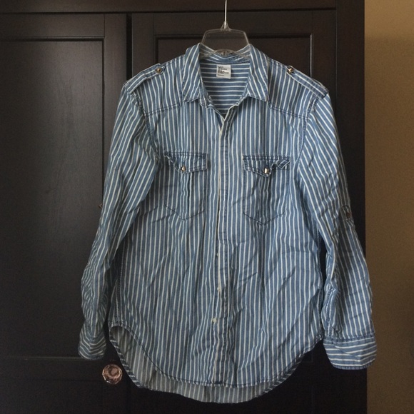H&M striped chambray shirt with detail
