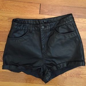 Faux leather high waisted shorts