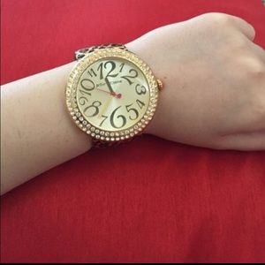 Diamond Studded Cheetah Print Betsey Johnson Watch