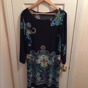 Printed Black Dress, Size XL