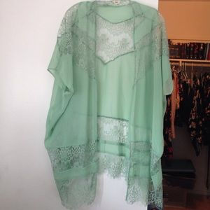 Tobi mint green sheer kimono top