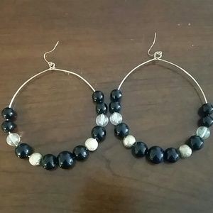 Black and gold hoop earrings