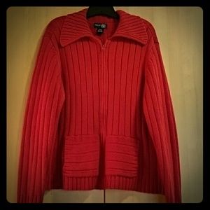 Classic cable knit red sweater by Lane Bryant