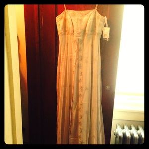 Simple, flowing Champagne color wedding dress