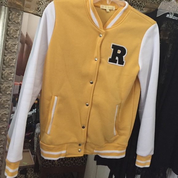 Yellow and White Varsity jacket