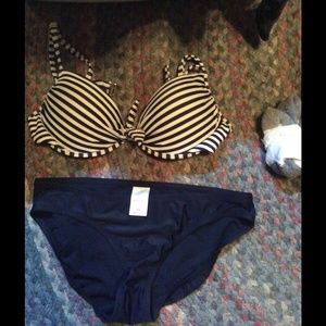 Navy Striped Swimsuit