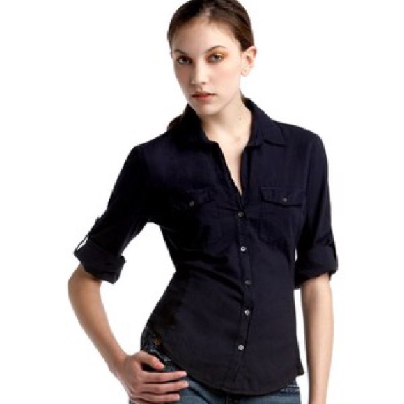 James Perse style tab sleeve button down.