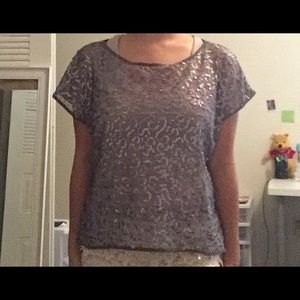 Like new Forever 21 sequin grey top.