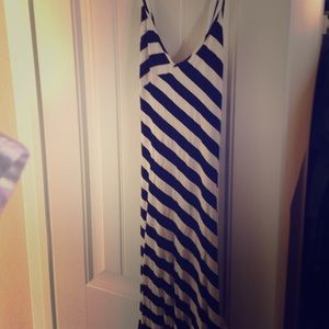 Bebe high low black and white striped dress