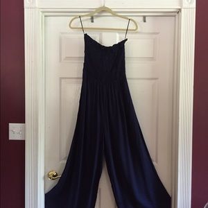 NWT navy blue strapless jumpsuit.