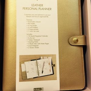 BNIB kikki.K Leather Personal Planner - A5 Gold.