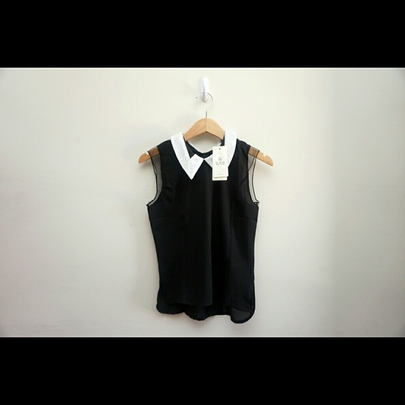 Black Collared Chiffon Blouse