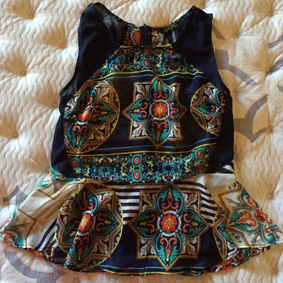 Printed Sheer Peplum