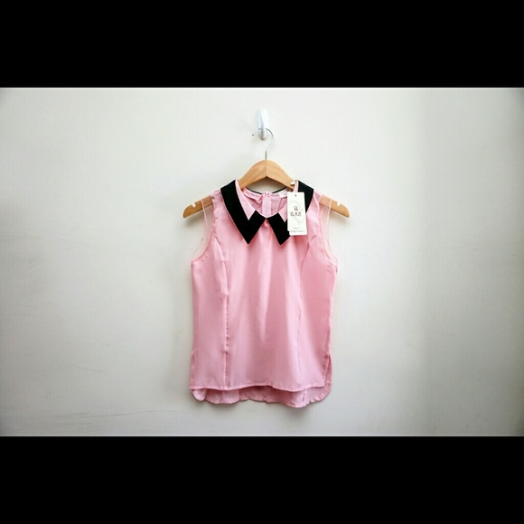 Pink Collared Chiffon Blouse