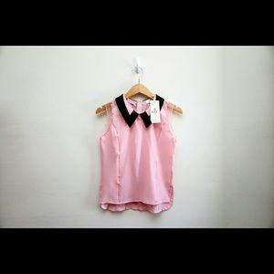 Pink Collared Chiffon Blouse