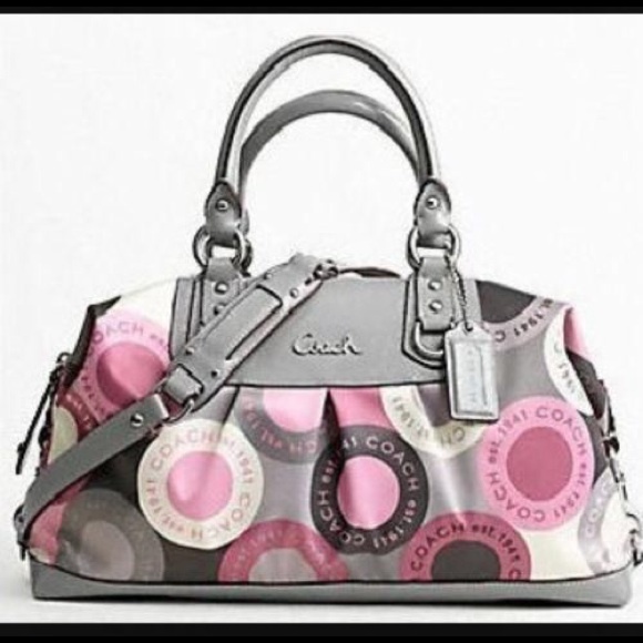 Authentic Coach handbag. Pink, gray and white.