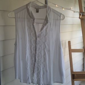 F21 White lace tank