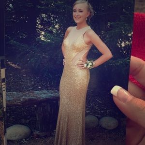 Gold sequined formal gown