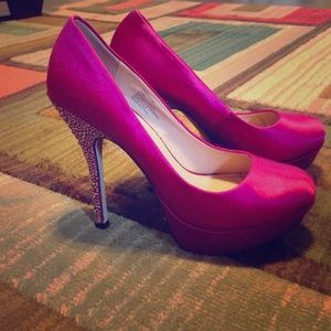 Hot pink 4 inch heels with 1 inch platform.
