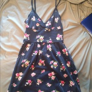 A&F navy blue floral dress