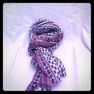 Cream, purple and blue scarf