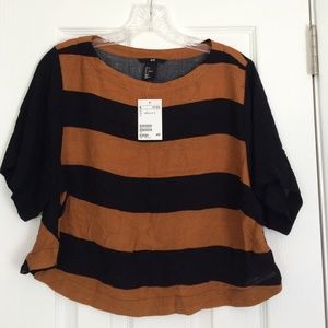 Black and Tan Crop Top Blouse from H&M