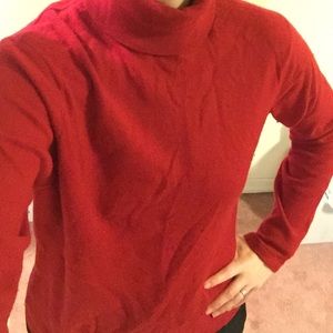 100% cashmere deep red turtleneck LL Bean