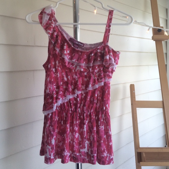 One-shoulder ruffle patterned tank - Picture 1 of 3