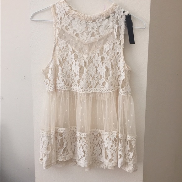 Sheer lace babydoll blouse