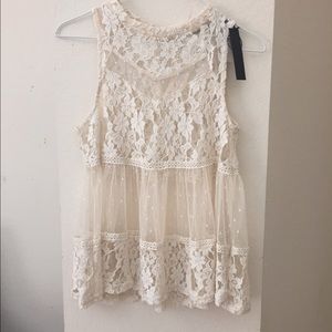 Sheer lace babydoll blouse
