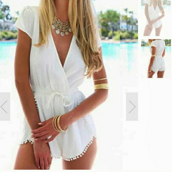 Dresses & Skirts - Chiffon romper with pompoms