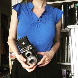 H&M retro cobalt blue shirt